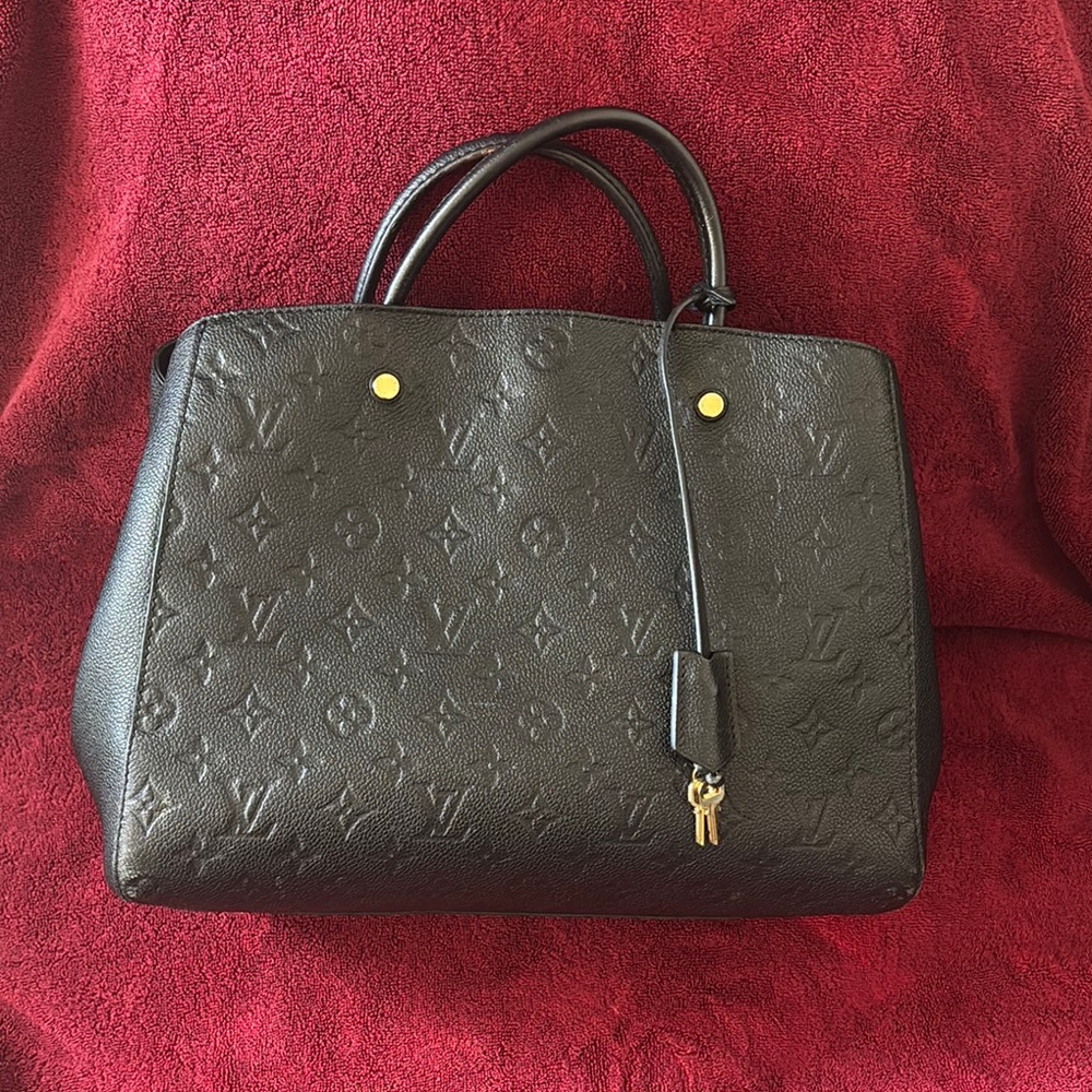 Louis Vuitton Black Empriente Leather Montaigne GM Bag